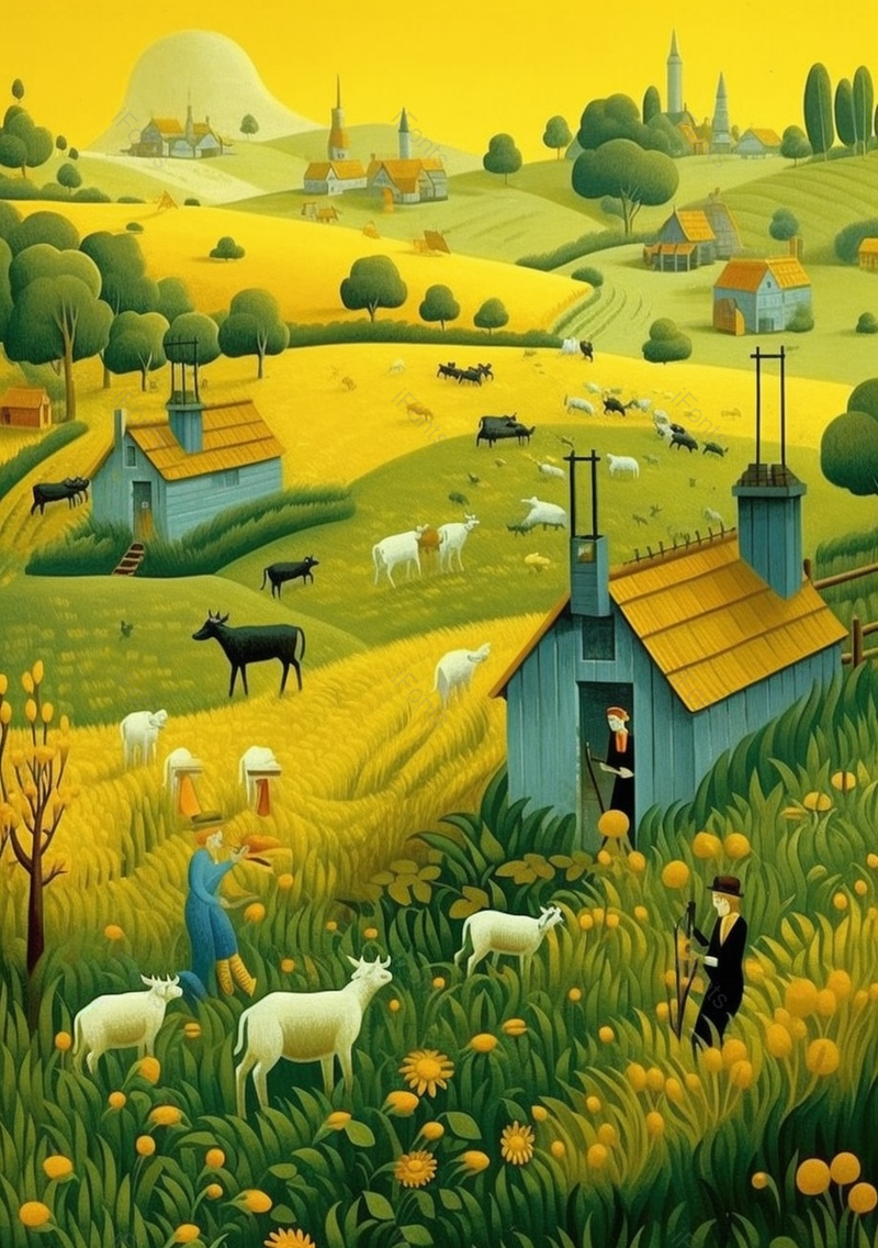 夏日农场手绘插画背景,插画/手绘图,插画/手绘图库,插画/手绘图下载,插画/手绘